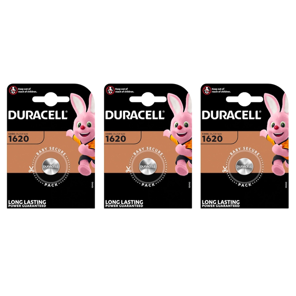 3x Duracell CR1620 Lithium Battery, Pack of 1 | Multi | Built-in Lithium-ion (Li-ion) | 1