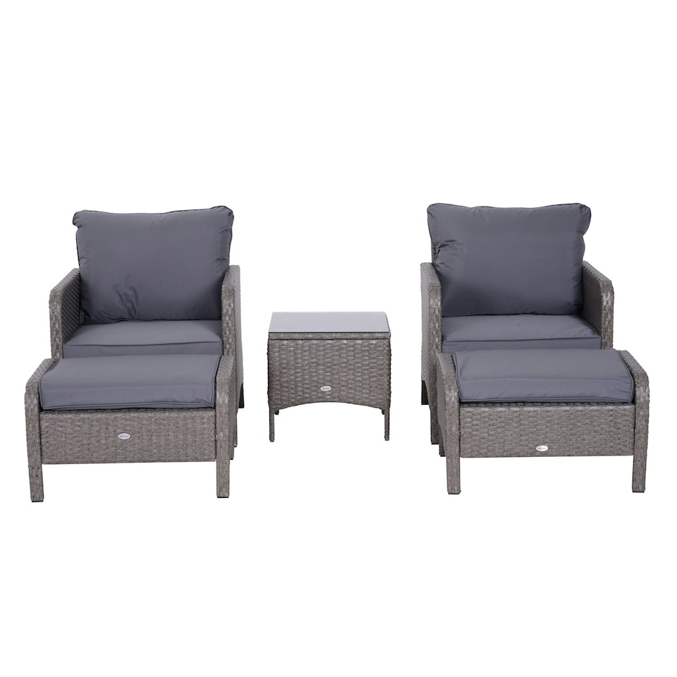 image 1 of Outsunny 5 Pieces Outdoor Patio Furniture Set Wicker Conversation Set Dark Grey