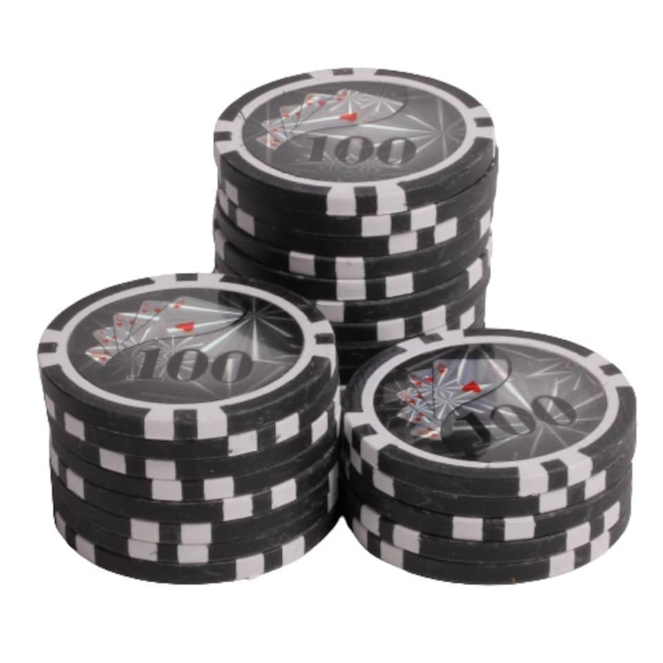 image 1 of Traditional 13.5G Poker Chips - Pack of 25 - Various Denominations | Black
