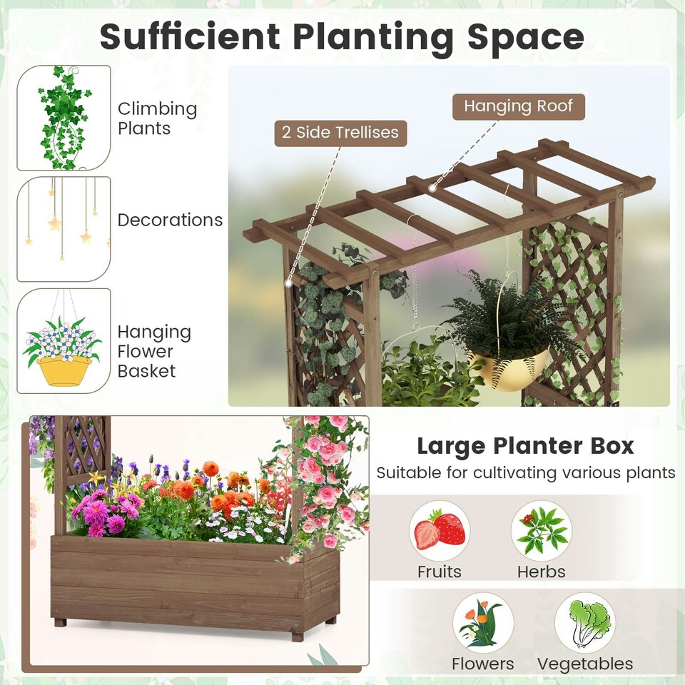 image 1 of COSTWAY Raised Garden Bed Planter Box Coffee Brown