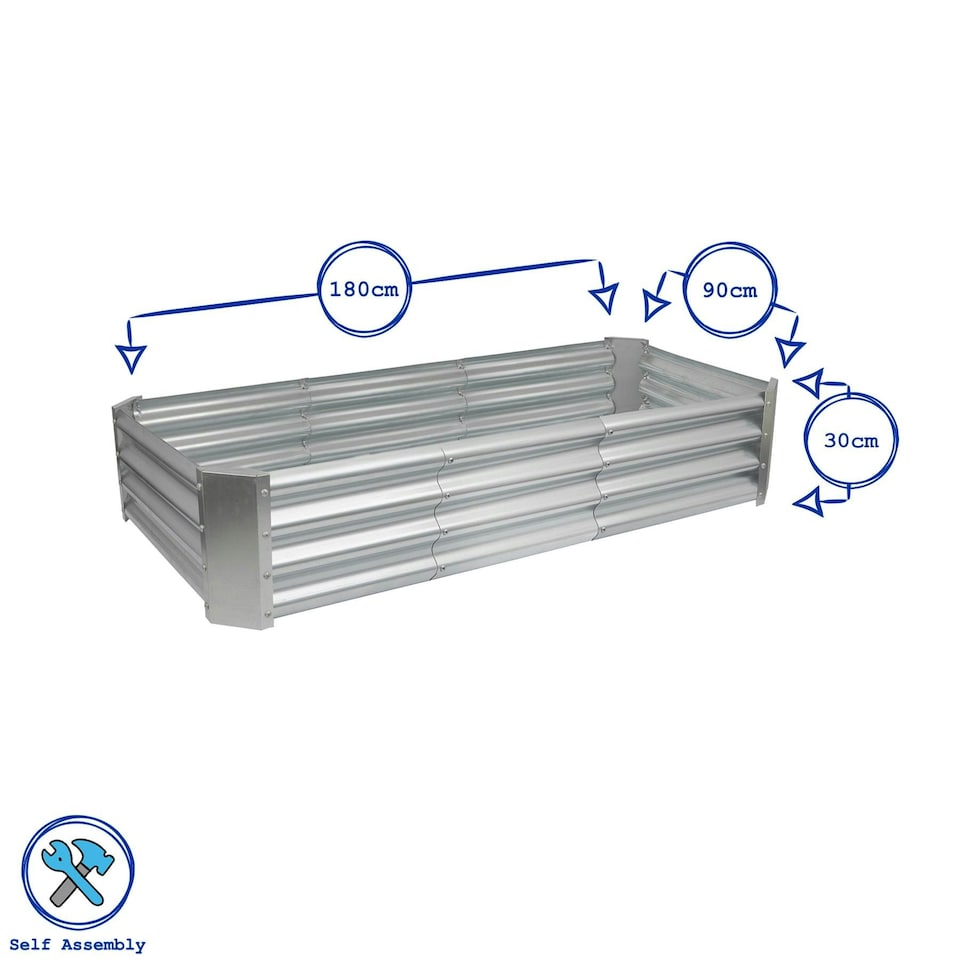 image 1 of Harbour Housewares Rectangle Galvanised Steel Raised Garden Beds - 180cm x 90cm - Green - Pack of 2