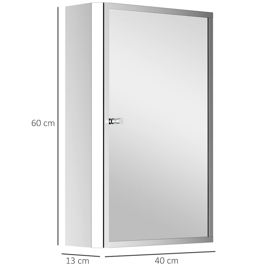 image 1 of HOMCOM Mirror Cabinet Shelves Bathroom Storage Stainless Steel Wall Cabinet