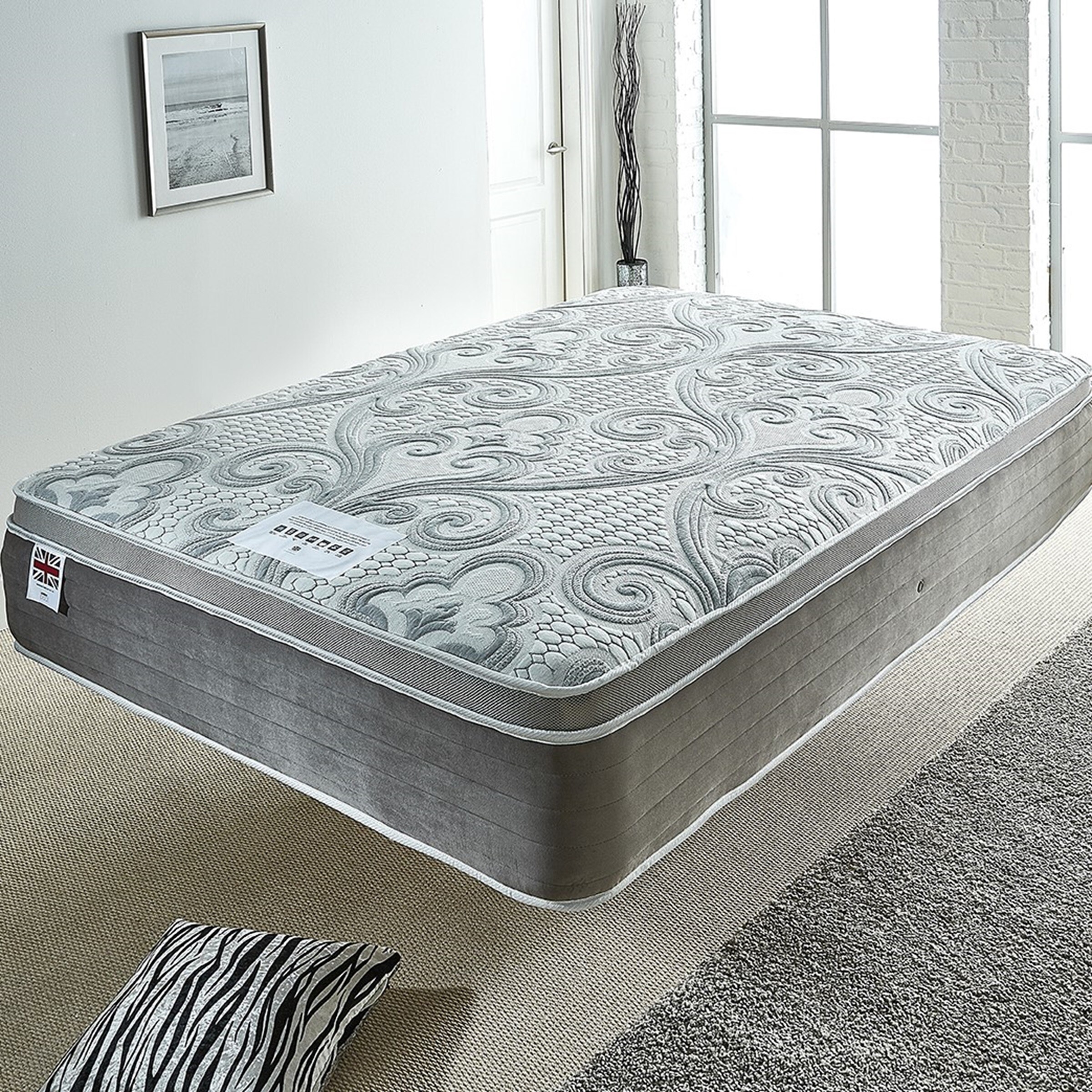 5 Zone Pocket Spring Mattress with Memory Foam - Medium Firm Back Support White White Single