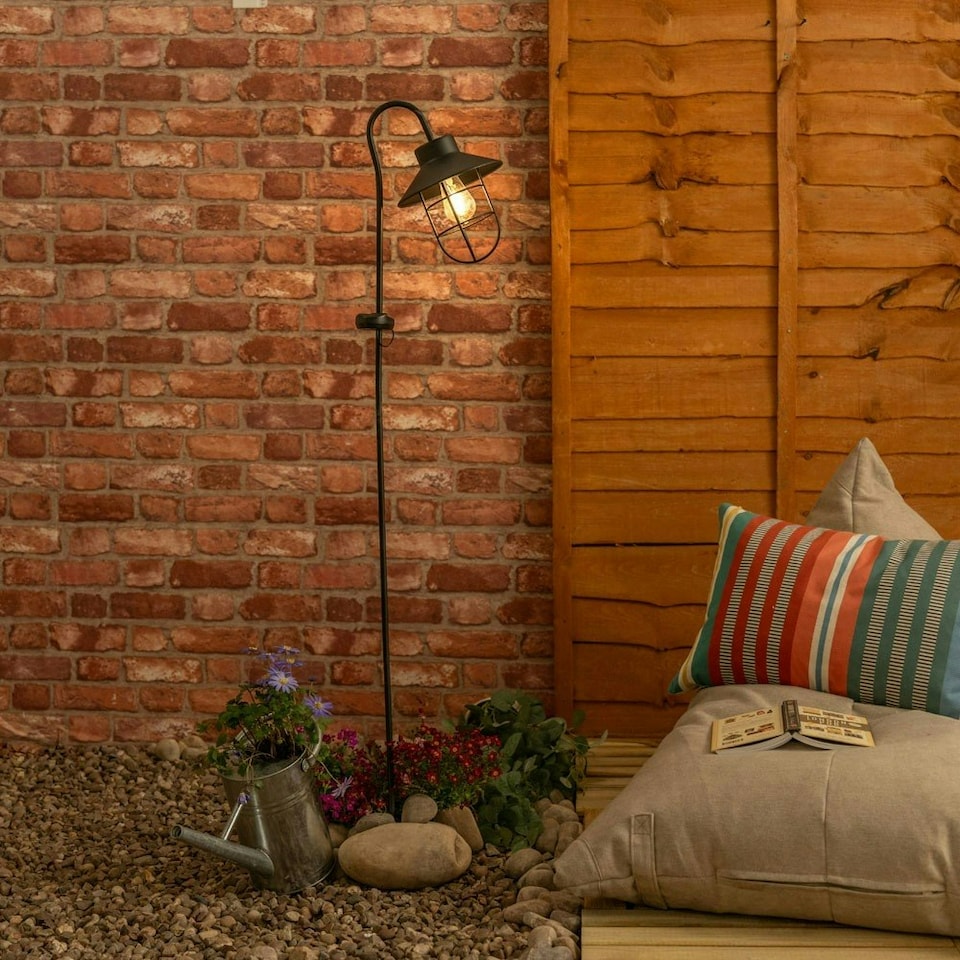 image 1 of ValueLights Fisherman's Black Outdoor Solar Spike Light Black