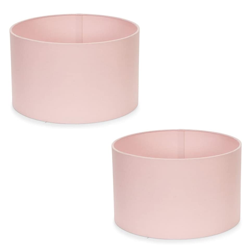 image 1 of ValueLights Reni Pair Blush Fabric Small Drum Ceiling Shades