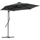 image 1 of Outsunny 3m Cantilever Parasol with Solar LED and Easy Lever, Garden Parasol Umbrella with Cross Base and Waterproof Cover, Outdoor Sun Shades, Dark Grey