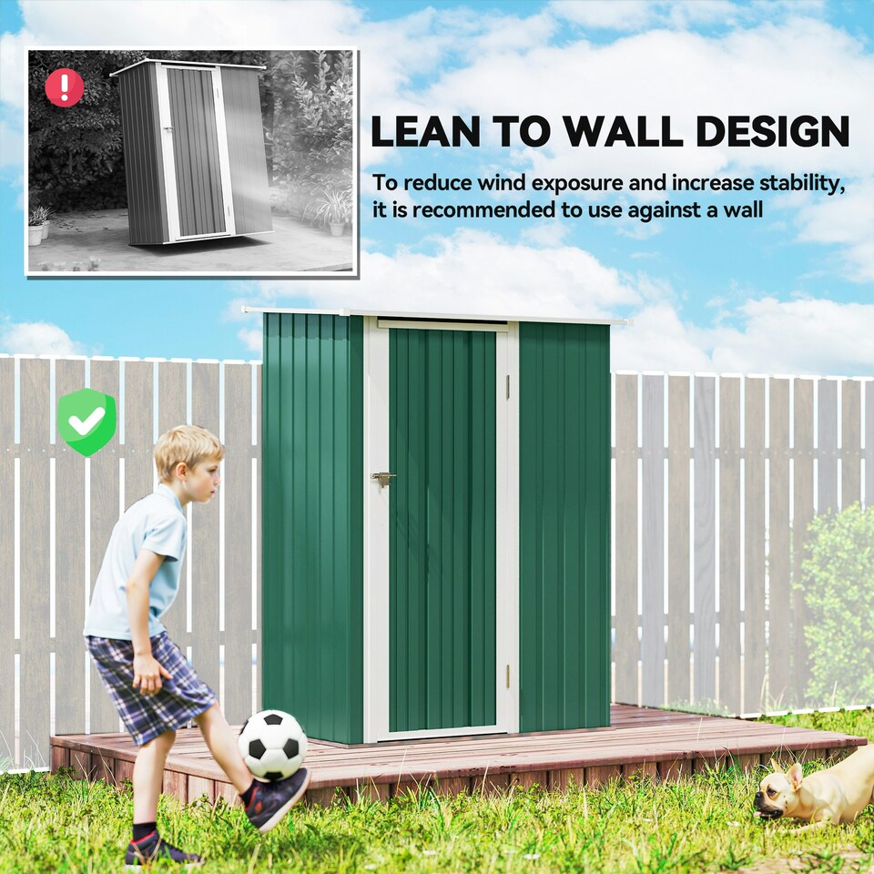 image 1 of Outsunny Outdoor Storage Shed Steel Garden Shed w/ Lockable Door Green