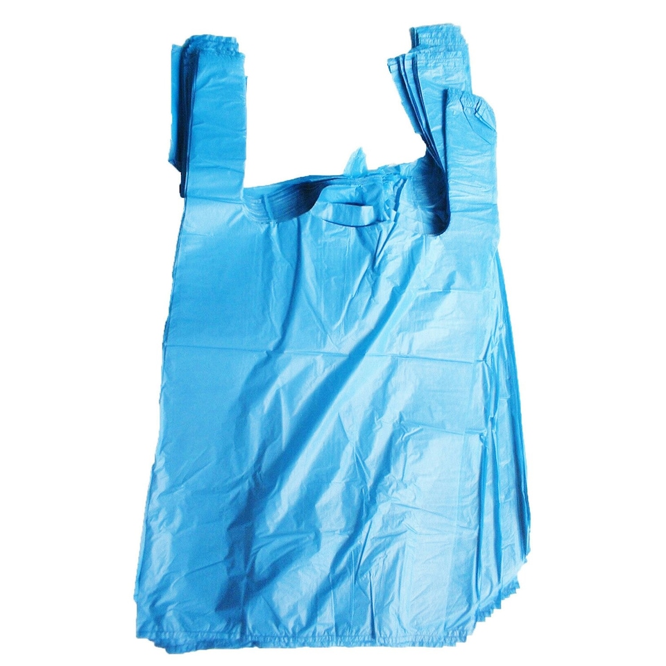 image 1 of 2000 x 11x17x21" Shopping & Grocery Strong Blue Plastic Vest Style Shopping Carrier Bags Blue