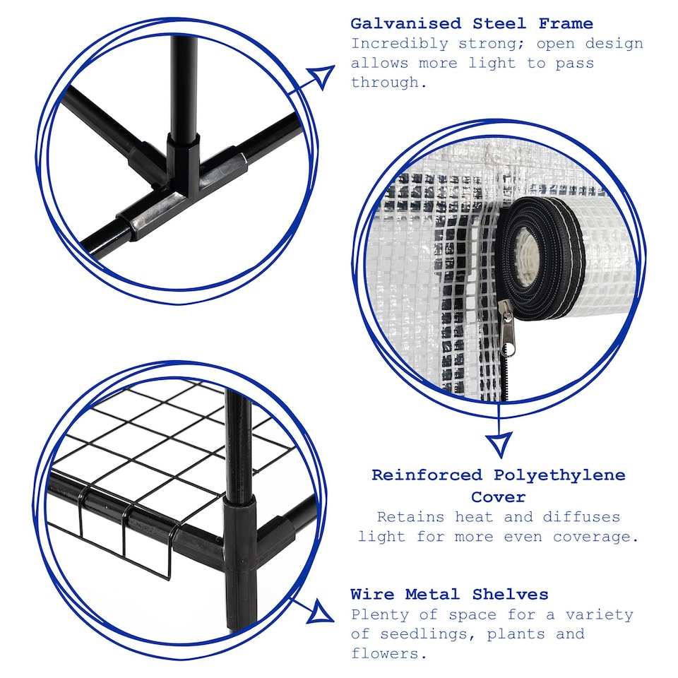 image 1 of Harbour Housewares Plastic 4 Tier Mini Greenhouse - 3ft x 6ft - White
