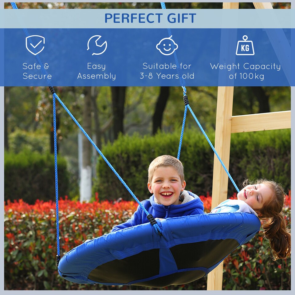 image 1 of HOMCOM Round Nest Seat Swing Kids Game Spin Rope Playground Steel Playroom