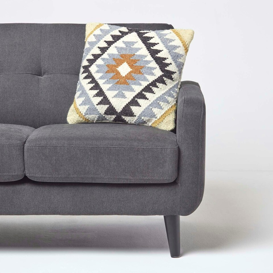 image 1 of Homescapes Agra Handwoven Kilim Cushion with Feather Filling - 45 x 45 cm Multi