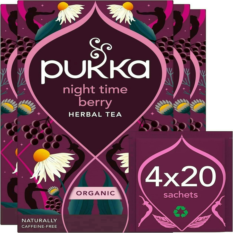 image 1 of Pukka Herbs Organic Herbal Tea, Night Time Berry, 4 Packs, 80 Teabags 4