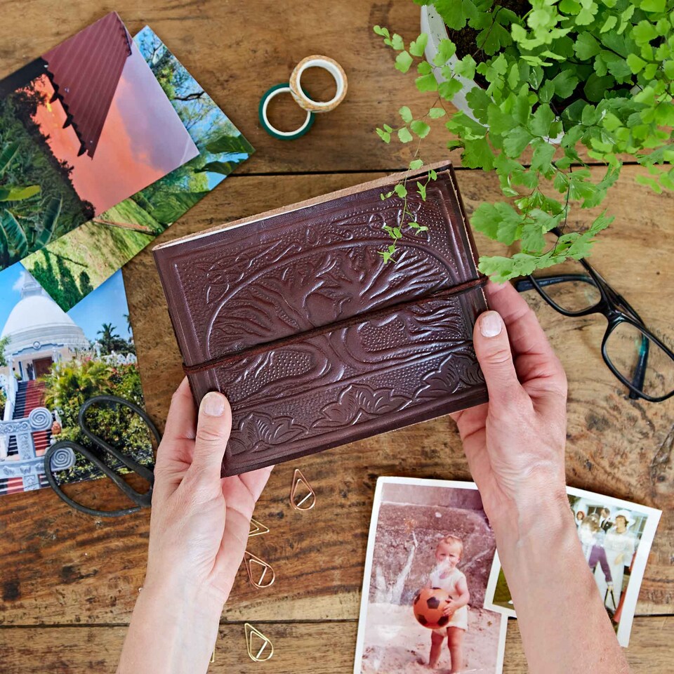 image 1 of Tree of Life Embossed Leather Photo Album