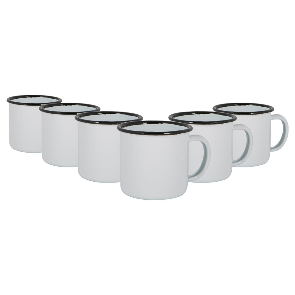 image 1 of Argon Tableware White Enamel Espresso Cups - 130ml - Black - Pack of 6 | Black | Black