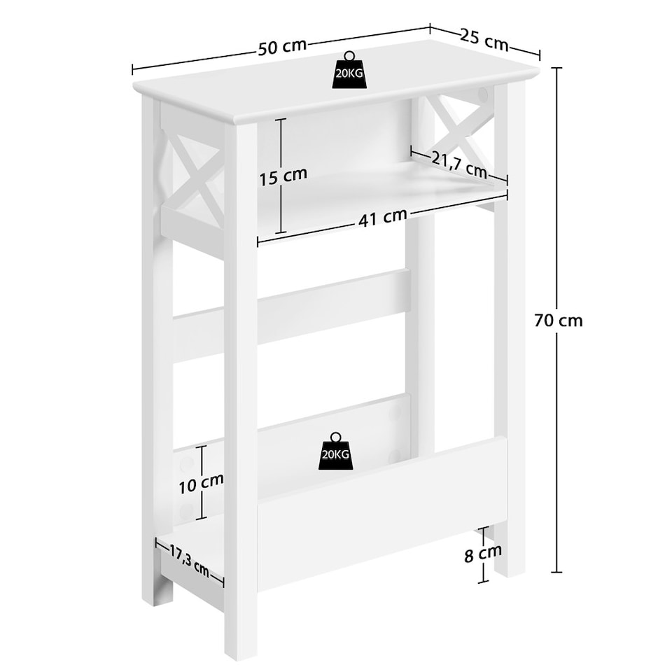 image 1 of Yaheetech 3 Tier Slim Side Table for Narrow Spaces