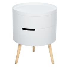 HOMCOM 3-Tier Coffee Table, Round End Table with 2 Hidden Compartments and Detachable Tray, Side Table with Storage for Living Room, White | White