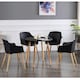 image 8 of Single Eden Modern Dining Chair, Faux Leather Padded Cushion & Solid Wooden Legs Black