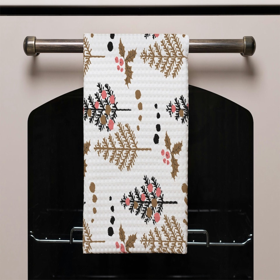 image 1 of Christmas Tree, Holly leaf pattern (Kitchen Towel)