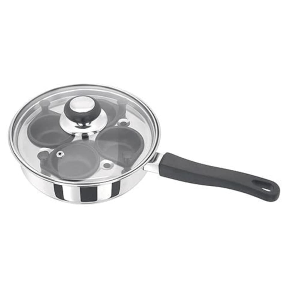 image 1 of Judge Essentials Stainless Steel 4-Cup Egg Poacher Pan with Lid