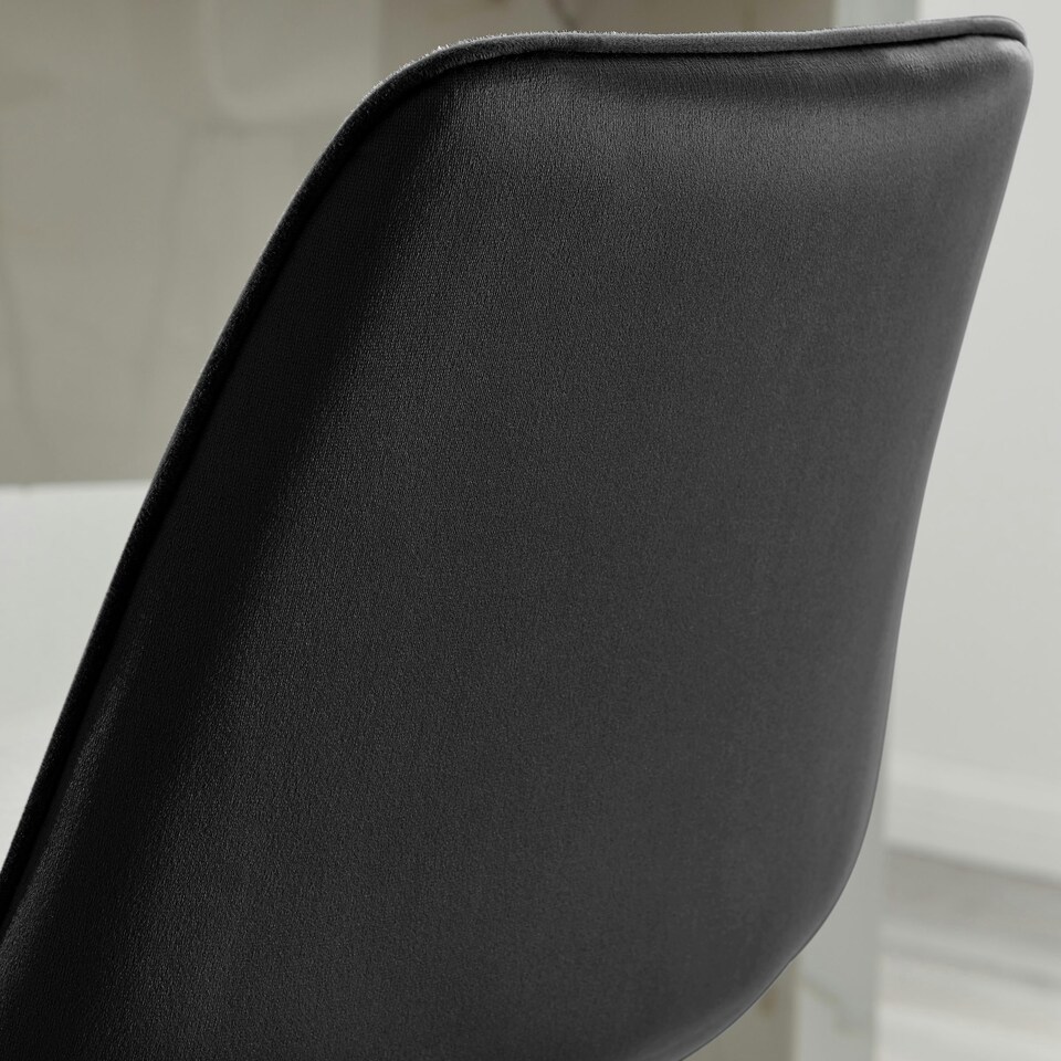 image 1 of Furniturebox Pesaro Bar Chair Black Velvet Silver Legs x 2