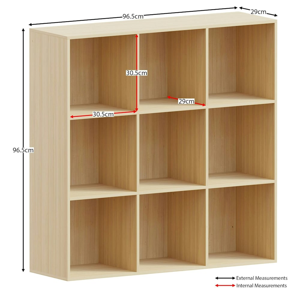 image 1 of Vida Designs Durham 3x3 Cube Storage Bookcase Display Unit, Oak