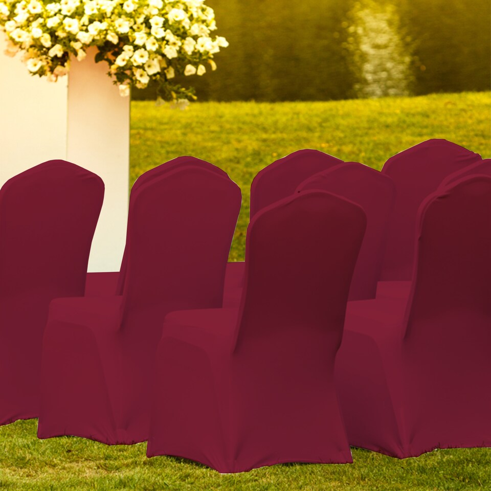 image 1 of Chair Cover Spandex Polyester Stretch, Flat Dining Slipcovers - 10pcs