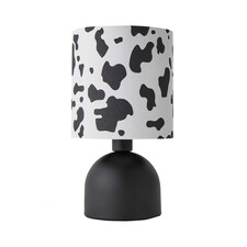 ValueLights Miley Cow Print Shade Matte Black Table Lamp and Bulb