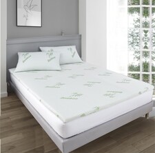 Ezysleep Super Soft Bamboo Bounce Back Foam Mattress Topper - 10cm | White | White