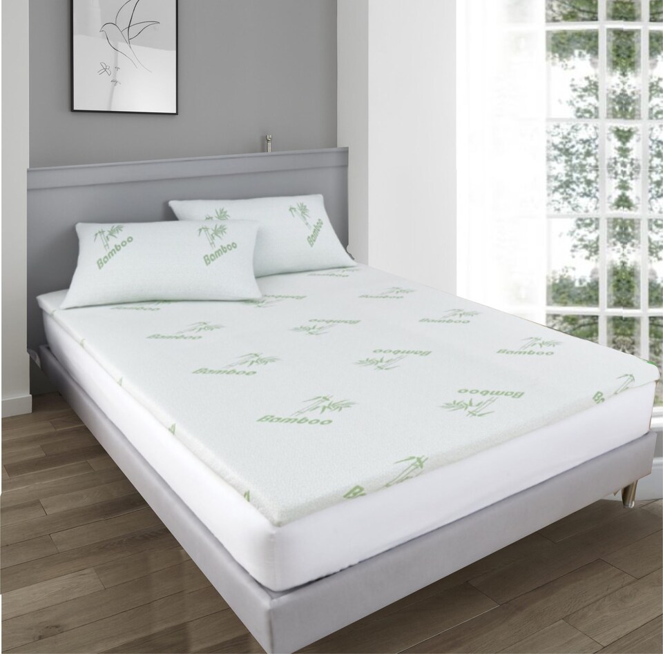 image 1 of Ezysleep Super Soft Bamboo Bounce Back Foam Mattress Topper - 10cm | White | White