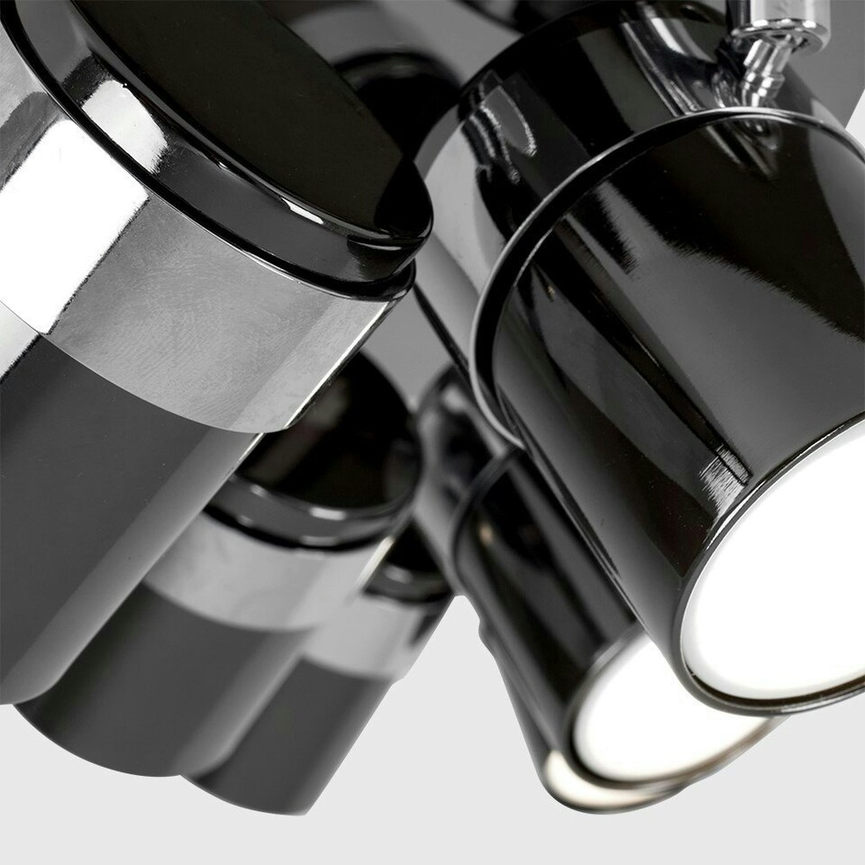 image 1 of ValueLights Modern Rectangular 6 Way Adjustable Ceiling Spotlight In Black Chrome Finish | Black
