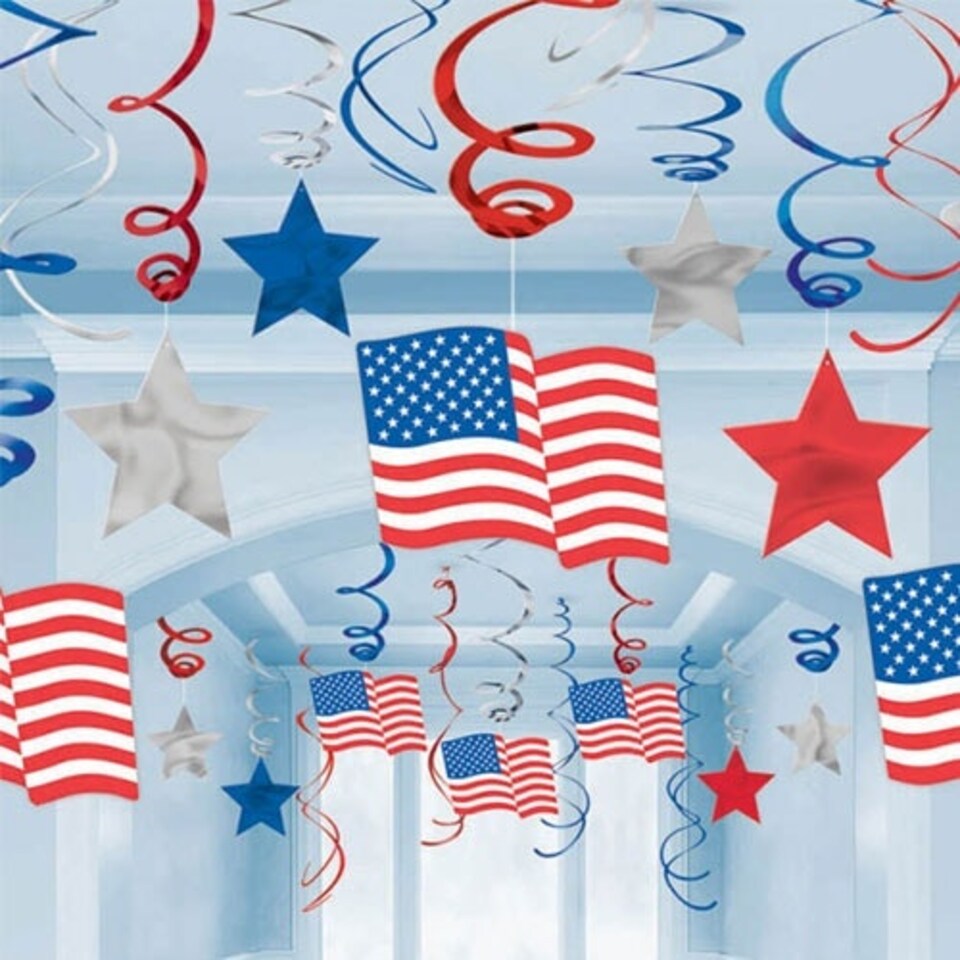 USA Hanging Swirl Decorations - Pack of 30