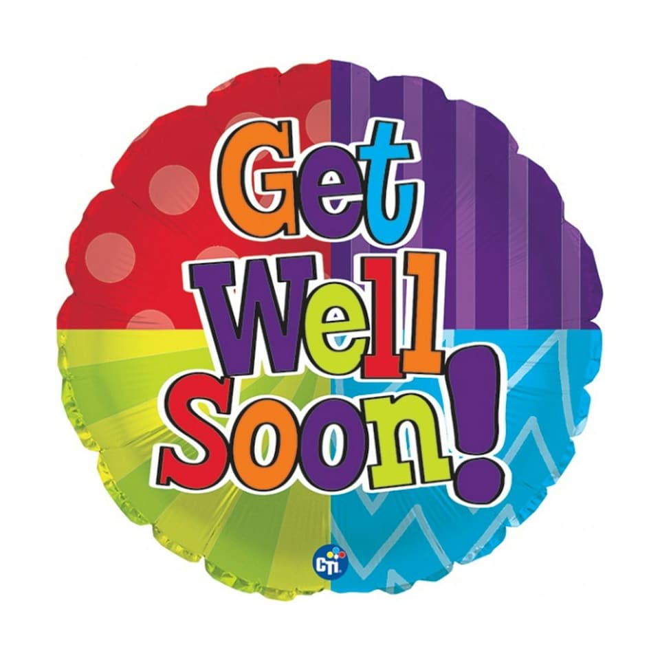 Betallic Get Well Soon Foil Dot And Stripe Balloon - Multicoloured - One Size