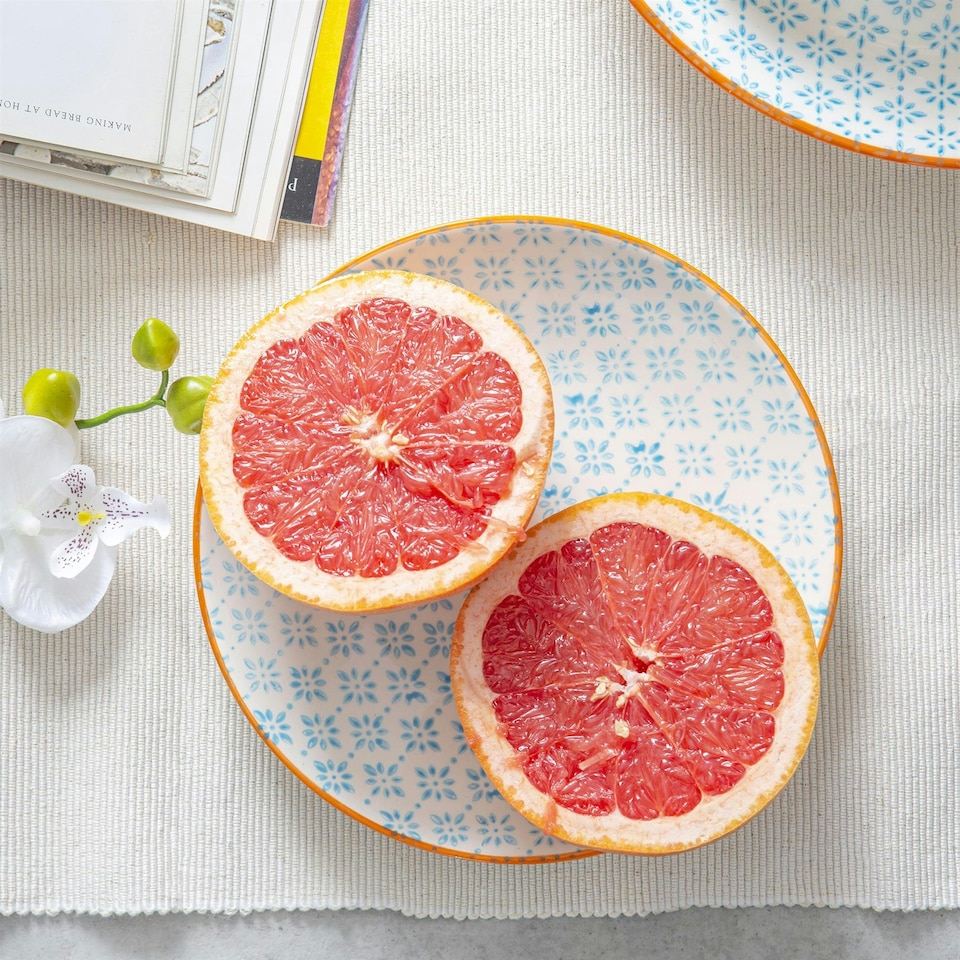image 1 of Nicola Spring 30 Piece Hand-Printed Dinner Set - Blue