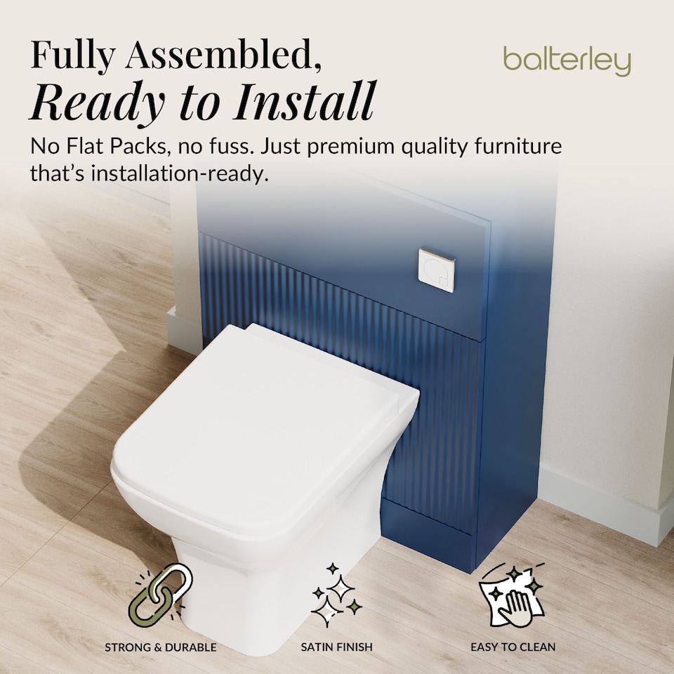 image 1 of Contemporary Fluted 500mm Floor Standing WC Unit, Satin Blue | Blue | Satin Blue | 253 x 500 x 810mm