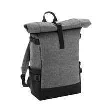 Bagbase Block Roll Top Backpack - Grey Marl/Black - One Size