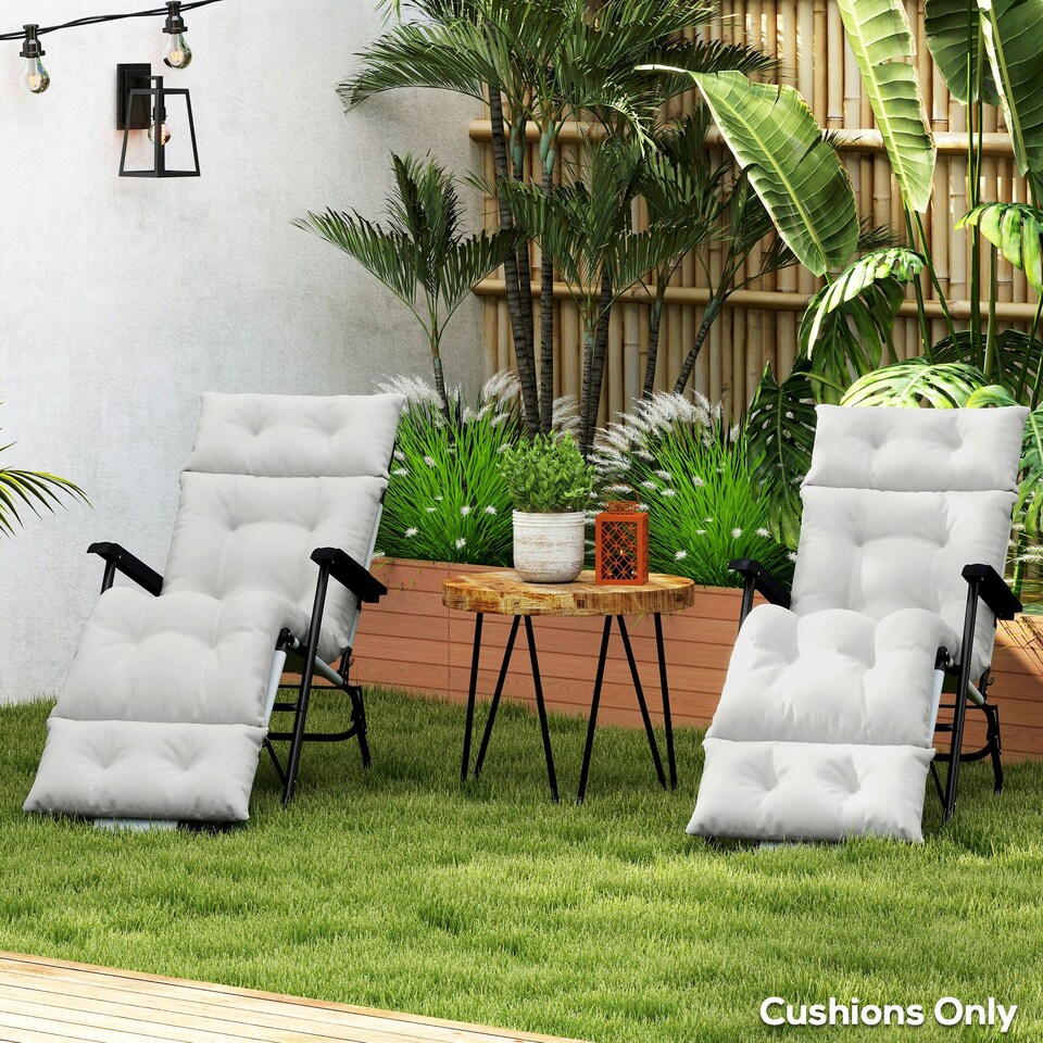 image 1 of Outsunny Garden Lounge Chair Cushions Set of 2, 220gsm Fabric 
