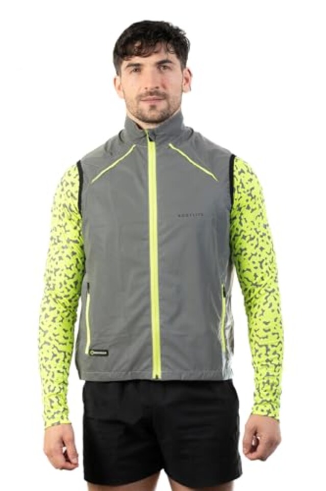 image 1 of Bodylite Gear Fully Reflective Gilet, High Visibility Vest, Windproof, Breathable With Perforated Back, Secure Elastic Waist, Side Zipped Pockets, Lightweight, Grey