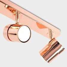 ValueLights Modern 4 Way Polished Copper Effect Straight Bar Ceiling Spotlight | Copper