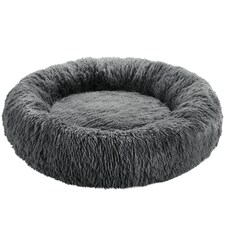 Dog Bed Maja - round with long plush, thick padding with raised edge, washable and non-slip | Grey | grey | XL | 1