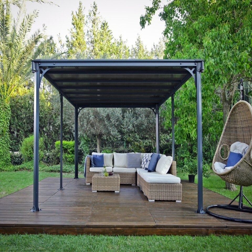 image 1 of Milano 4300 Garden Gazebo Grey Bronze - Polycarbonate - L426 x W309 x H225 cm - Grey