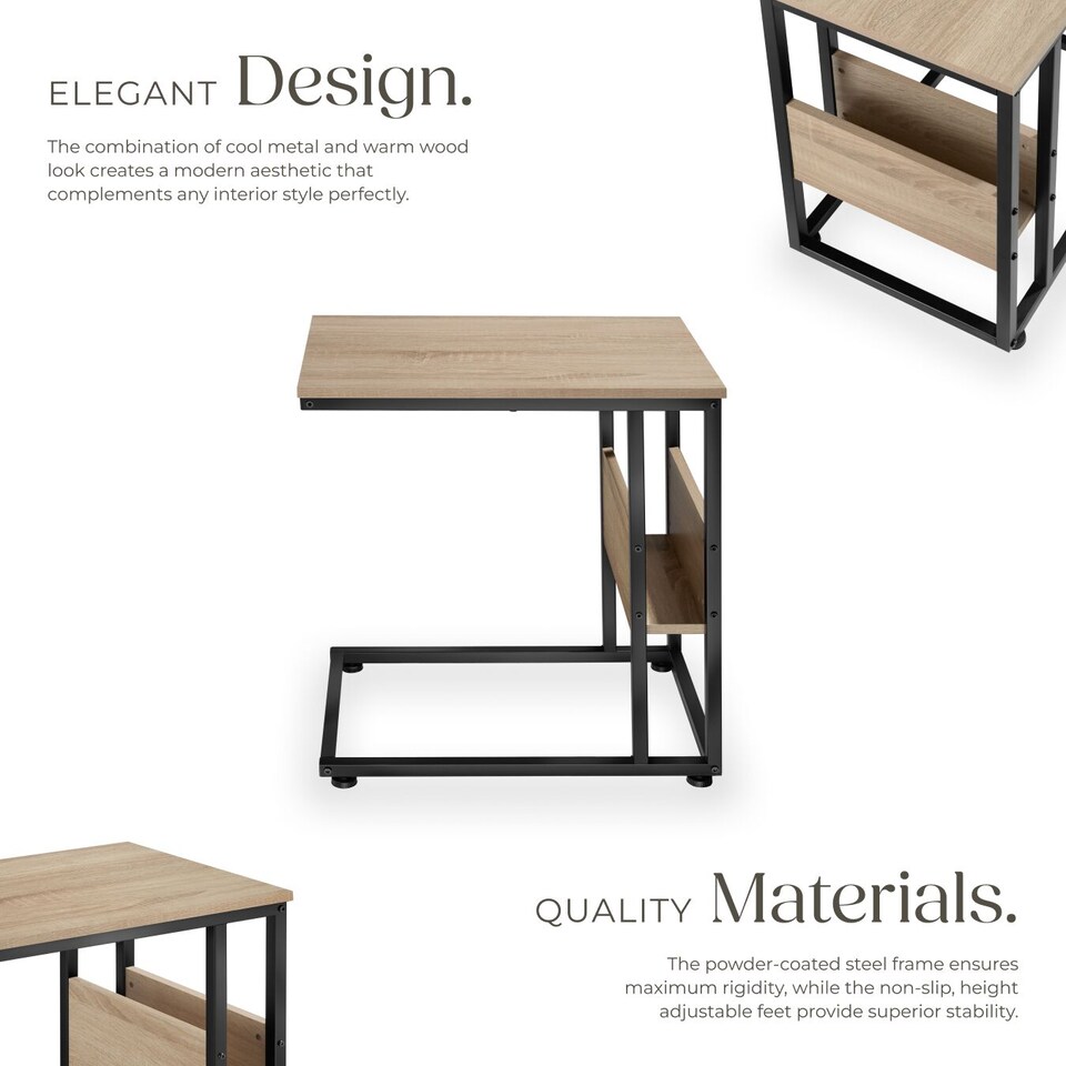 image 1 of Bedside Table Wigan - industrial style, with side compartment, 55 x 36.5 x 60 cm | Brown | industrial wood light, oak Sonoma | 55 x 36,50 x 60 cm | 1