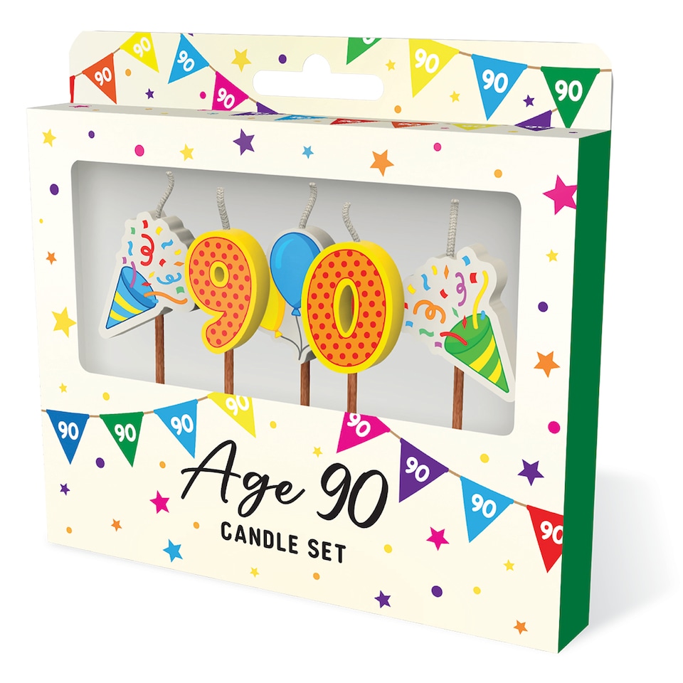 image 1 of Milestone 90th Birthday Cake Candle Set