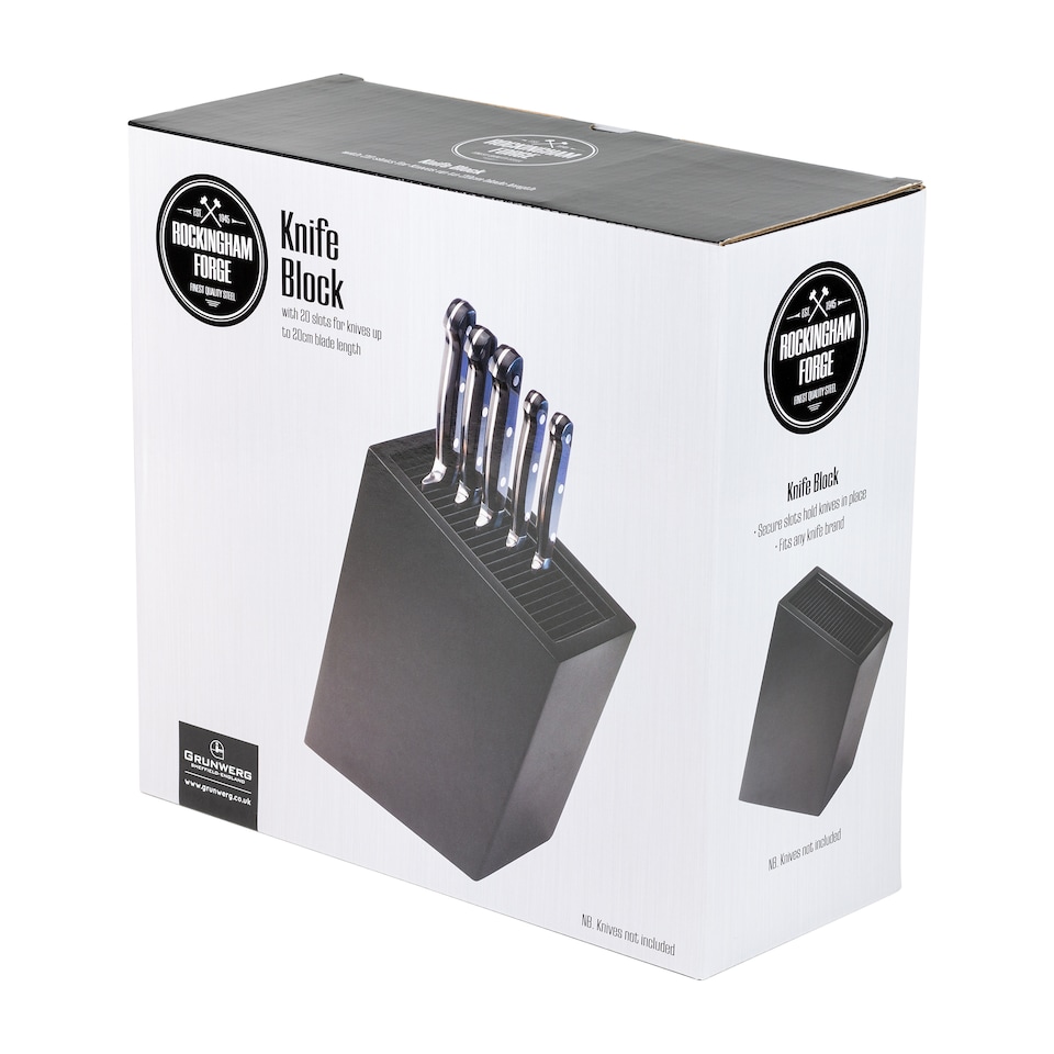 image 1 of Rockingham Forge Angled Universal Knife Block, Black - 20 Slot Capacity