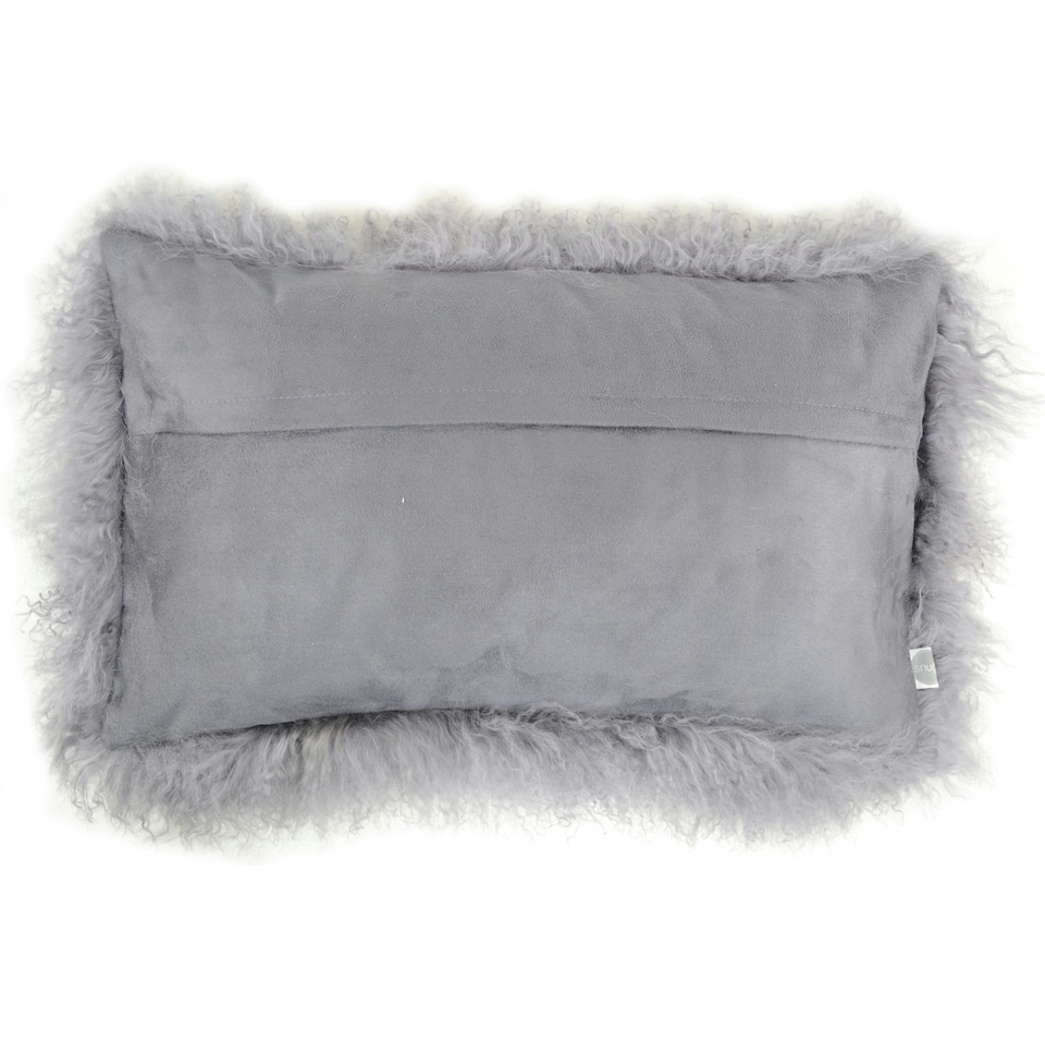 image 1 of SNUGRUGS Mongolian Sheepskin Cushion - Rectangular - 30cm x 50cm Black | 30cmx50cm