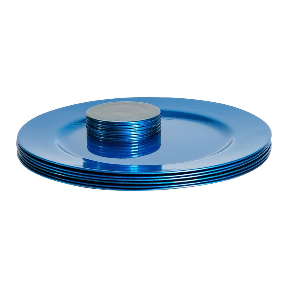 image 1 of Argon Tableware 12 Piece Metallic Charger Plates Set - Blue
