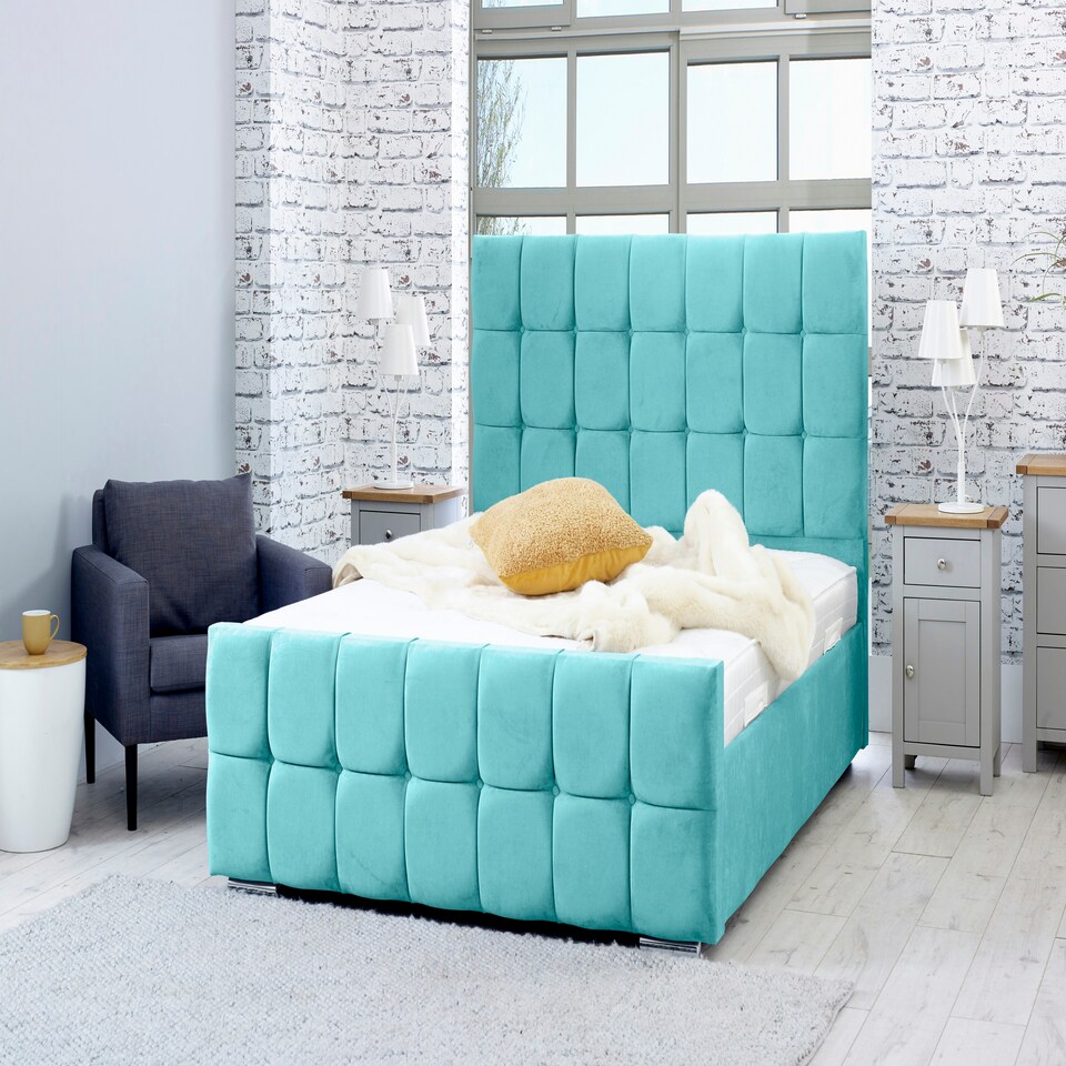 Capri Plush Superking Bed Frame - Teal