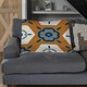 image 2 of Rust orange background with gray, navy blue and beige (Blanket)