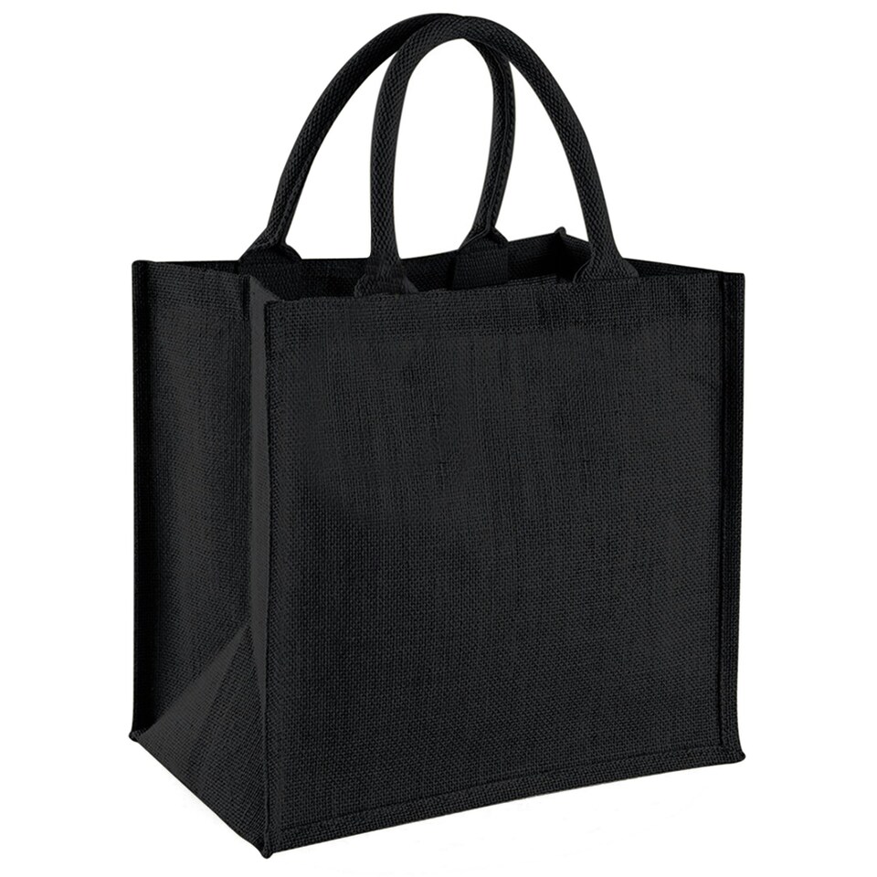 image 1 of Westford Mill Jute Mini Tote Shopping Bag (14 Litres) - Black - One Size