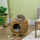 image 2 of PawHut Rattan Cat House Stool for Rest w/ Soft Cushion 44 x 43 x 41cm