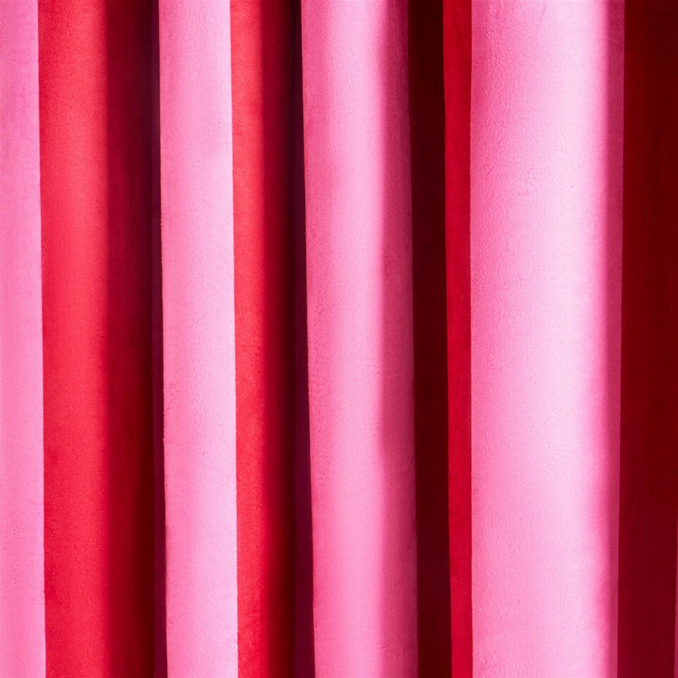 image 1 of OHS Stripe Print Ultra Blackout Panel Pair Eyelet Curtains, 90x90" Pink